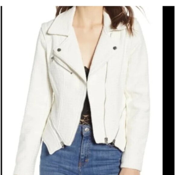 BlankNYC tweed moto jacket in ivory - Picture 2 of 13
